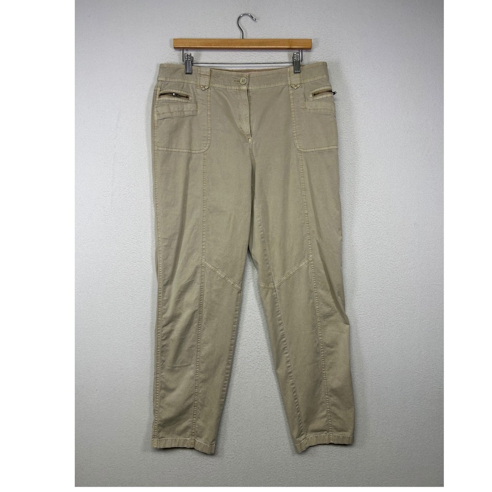 Utility Gorpcore Chico's Women 1.5 Tan So Slimming Panelled‎ Tapered Leg Pants